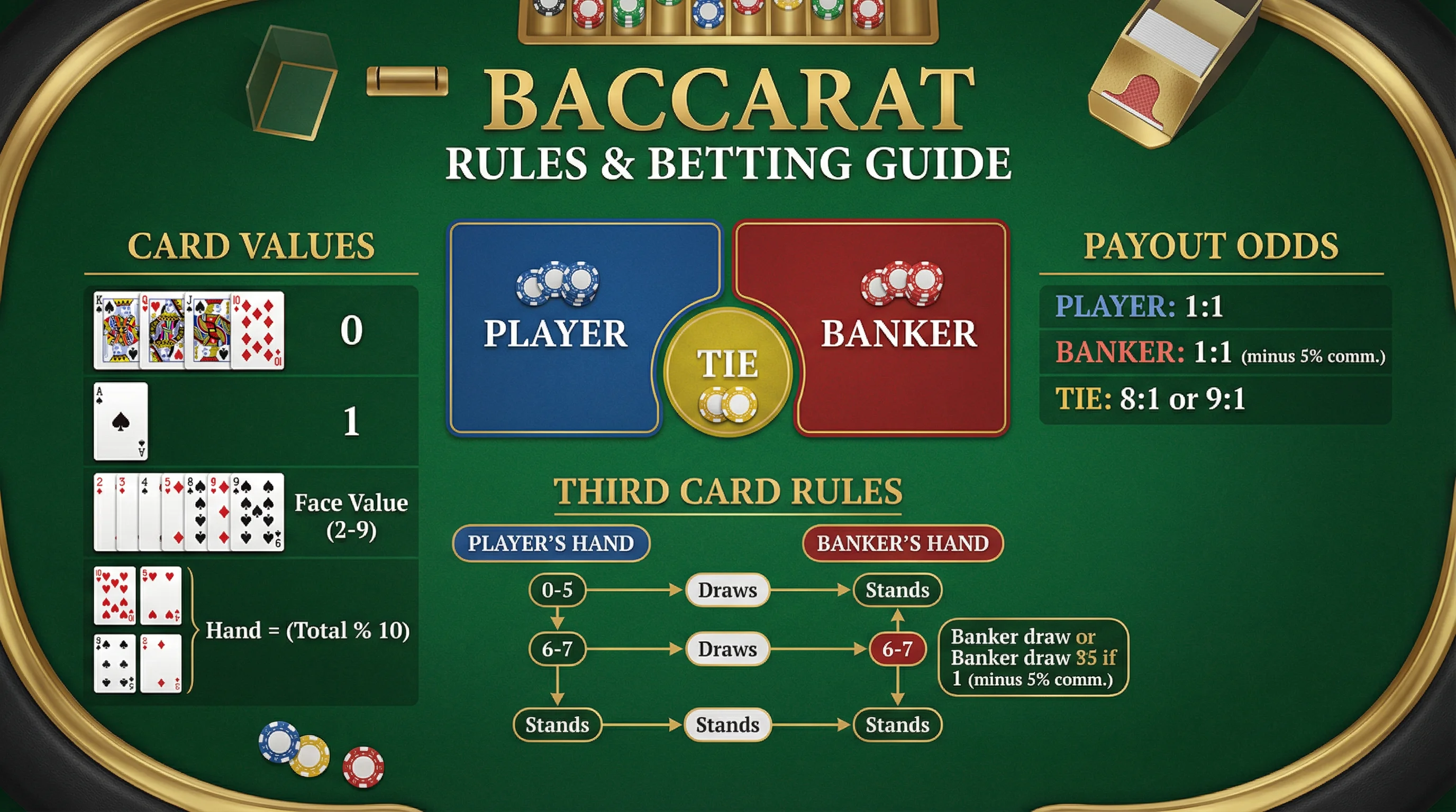 Regras e valores das cartas no Bacará